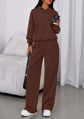 Image of PRETTYGARDEN Womens Sweatsuits 2 Piece Set 2026 Casual Winter Long Sleeve Hoodie Loose Wide Leg Sweatpants Fall Tracksuit