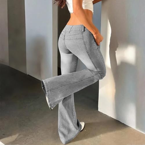 Low Rise Flare Jeans for Women Y2k Stretch Bell Bottom Denim Pants Girlfriend Bootcut Vintage Trousers 2000s Clothes4
