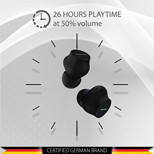Image of Blaupunkt Germany's BTW25 Bass Pro Truly Wireless Bluetooth Earbuds with Premium Sound, Type C Fast Charging in Ear Headphones with Mic, Black