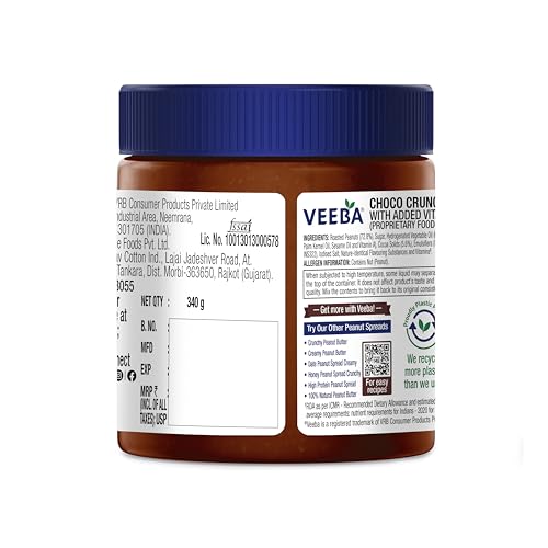 Image of Veeba Choco Crunch Peanut Spread with added Vitamin A&D (340g) (Pack of 2)