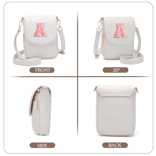Image of Viverte Crossbody Purse for Teen Girls Small Initial Cell Phone Toddler Purse Leather Triple Compartment Crossbody Bags