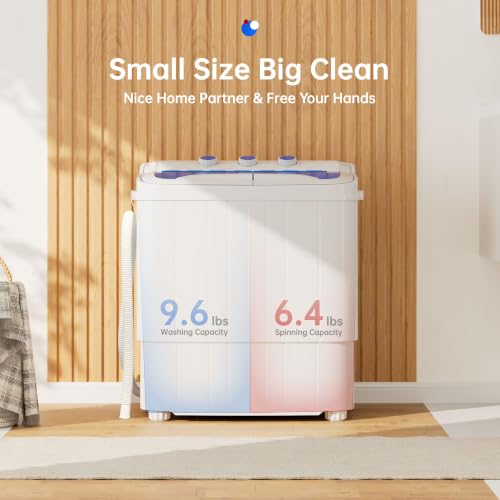 Image of Portable Washing Machine With Top Drainage,18 lbs Capacity,Washer and Dryer Combo Machine for Homes & Apartments,Twin Tub Laundry Washer with Spin Cycle