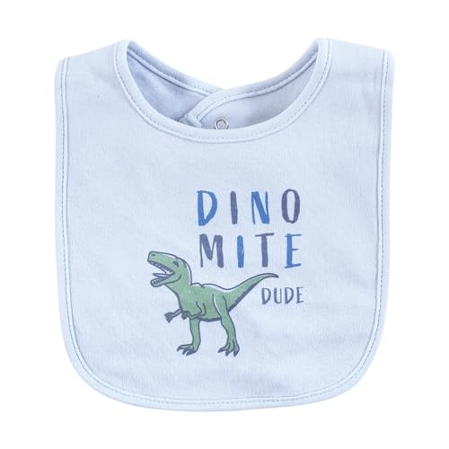 Image of Hudson Baby Unisex Cotton Bibs, Pastel Dino, One Size