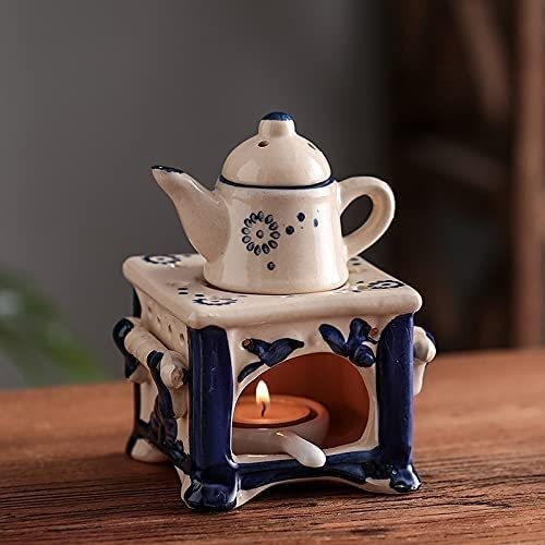 Bruciatore Oli Essenziali In Ceramica - Design Geometrico Ferro
