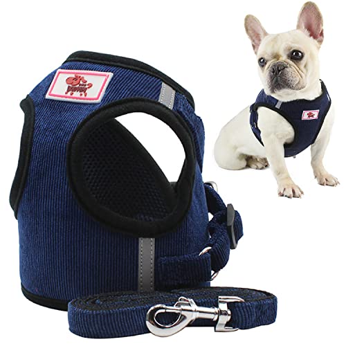 Tengcong 犬 ハーネス ペット 犬用 ハーネス 胴輪 中小型犬 猫用 ソフト メッシュ ベスト ハーネス リードセット おしゃれ 可愛い 通気性 首輪 サイズ調整可 夜間反射