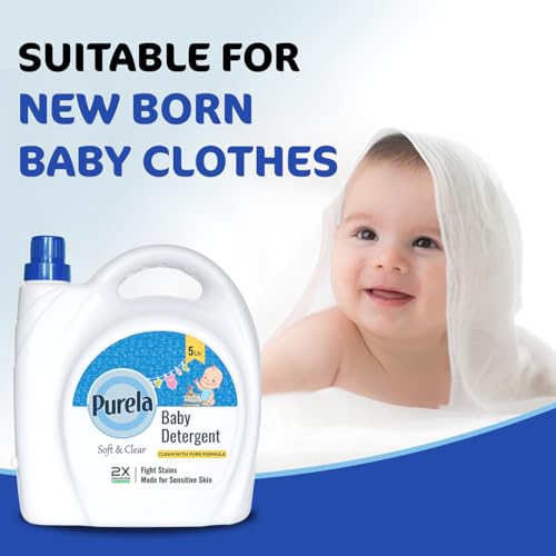Image of Purela Baby Laundry Detergent 5L | Pediatrician-Tested, Hypoallergenic for Newborns | Stain & Odor Removal | Gentle on Sensitive Skin & Cloth Diapers