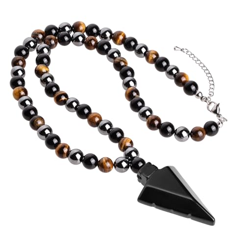 Image of KYEYGWO Black Crystal Arrowhead Necklace with Triple Protection Beads