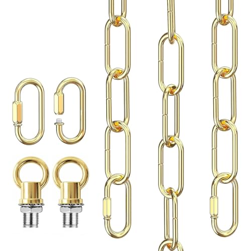 Image of garini 10 Feet Gold Light Fixture Chain, Adjustable Metal Pendant Chandelier Chain Extension with Detachable Link, Maximum Load is 66 Pounds