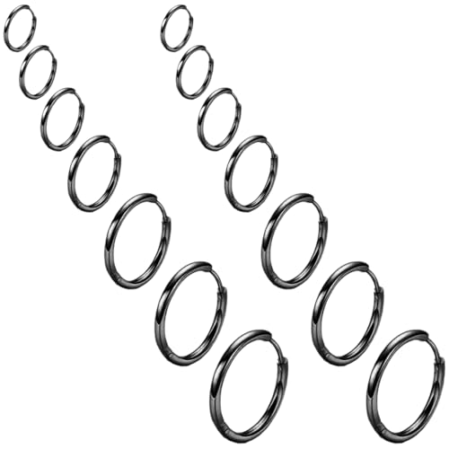 COYUN 7 Paar Creolen Set für Damen, Creolen, Kleine Creolen Ohrringe für Damen Herren Chirurgenstahl Knorpel Huggie Ohrringe Snug Lobe Piercing Schmuck Winzige Hoop Hinged Schläferohrringe