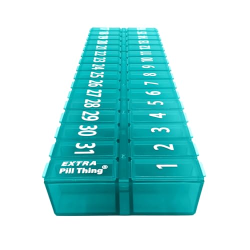 Image of Once-a Day Monthly Pill Organizer Removable Lid for Easy Loading - Large Compartment Pill Box Medications for Entire Month Plus a Compartment for Extra Pills BPA Free