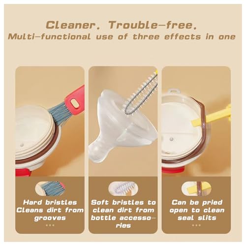 Image of Multi-Functional Crevice Cleaning Brush Set, 3 Pieces, for Cups, Bottles, Water Bottles, Greener
