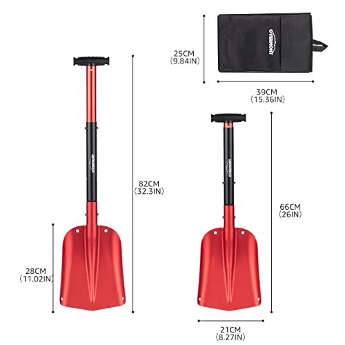 Overmont Collapsible Snow Utility Sport Shovel Aluminum Lightweight With Ice Scraper And Carrying Bag Sizes 32 And 42 Inch #TOP3
