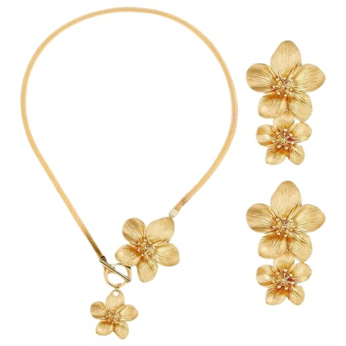 DOKRIN Colliers pour femme,Boucles d'oreilles pour femme,Collier et boucles d'oreilles avec pendentif fleur en alliage