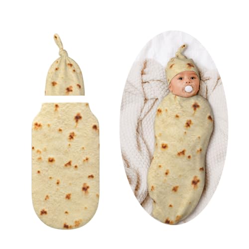 Image of Tortilla Swaddle Blankets Soft Receiving Blanket Burrito Baby Swaddle Wrap for Baby Girls Boys