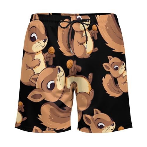 Cartoon Squirrel Men's Swim Trunks Board Shorts Quick Dry Bathing Suit Swimwear with Compression Liner4