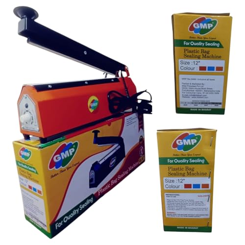 Image of GMP Hot Bar Type Hand Sealer Machine For Silver And Laminated Pouches Sealing | Pouch Packing Machine | Heat sealing tool | Plastic Sealer | Portable sealer | Pack of 1 Size 12 INCH