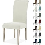 Ystyle Fundas Sillas De Comedor Pack 4, Fundas para Sillas Ajustables, Funda para Sillas Elástica, Cubre Funda Protectora Sillas Lavables para Banquetes Hogar Restaurante Hotel, Blanco Natural
