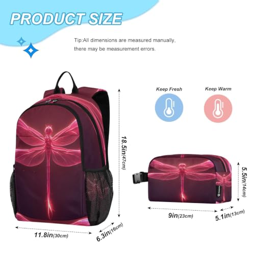 Sac d'école libellule rose robuste de qualité supérieure