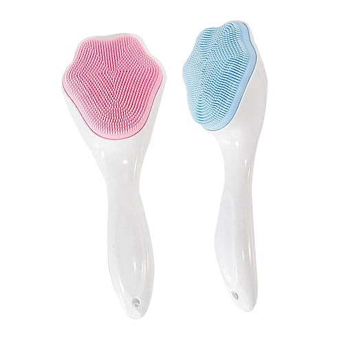 FOYTOKI 2pcs Manual Facial Cleansing Brush Deep Pore Facial Cleansing Silicone Face Scrubber Gentle Massage for Face
