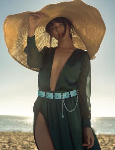 TOPACC Concho belts for Women Western Metal Cowgirl Boho Chain Belt for Dresses Jeans Country Concert Outfit3