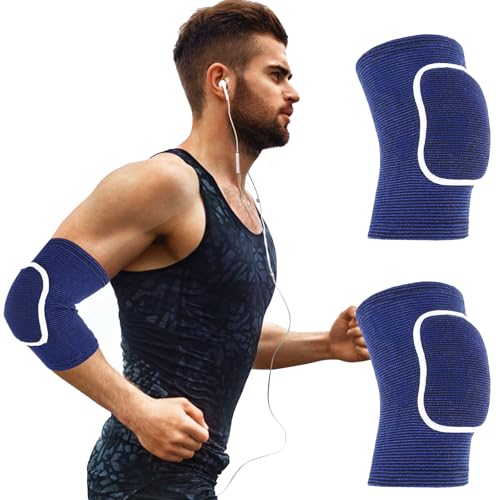 COMNICO Arm Brace Pads Elbow Protector Strap Pair, Breathable Anti-Collision Sponge Tendonitis Fitness Volleyball Basketball Tennis Golfers Knee Support Band for Kids Men Women Elderly