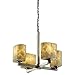 Justice Design Group Alabaster Rocks! 4-Light Chandelier - Brushed Nickel Finish with Shaved Alabaster Rocks Cast Into Resin Shade