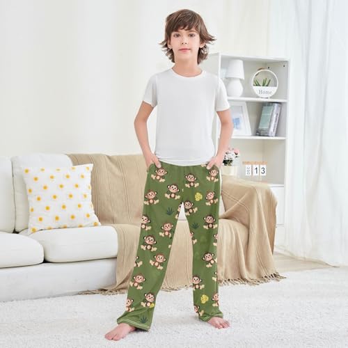Boys' Pants Monkey Animal Leaf Long Bottoms Jogger Pants Elastic Waist Trousers with Pockets S-XL3