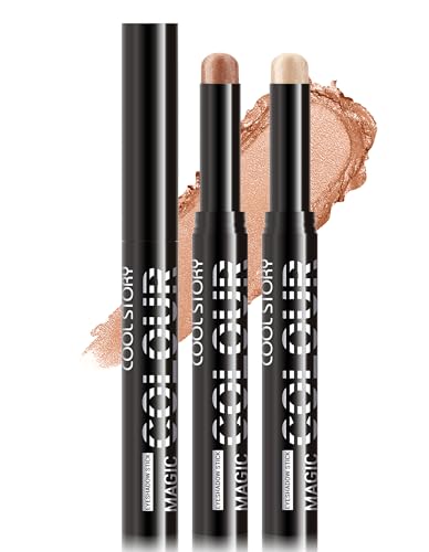 Erinde Shimmer Cream Eyeshadow Stick, Long Lasting Metallic Eye Shadow Sticks, Waterproof Creamy Glitter Eyeshadow Pencil, High Pigmented Blendable Neutral Eye Makeup #4+#10