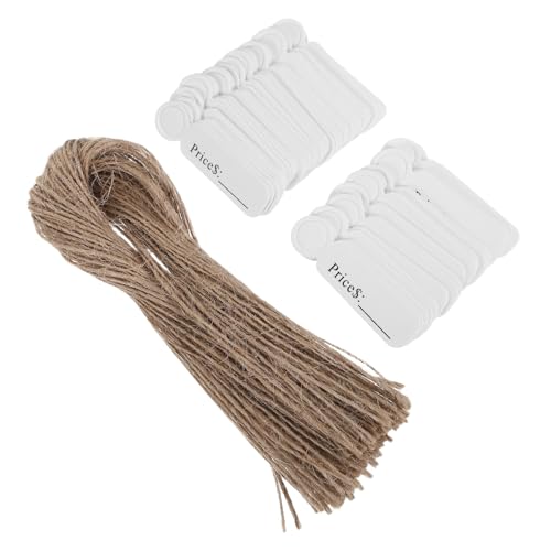 FONDOTIN Etiquetas de Precio Colgantes en Color 500 Unidades con Cuerda de Yute 500 Cm para Ropa Manualidades y Venta Garaje Etiquetas para Escribir y Etiquetar Ropa y Joyería