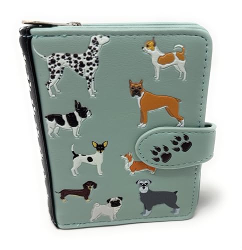 Shag Wear Dogs Varieties Small Wallet for Women ant Teen Girls Vegan Faux Leather Teal 4.5