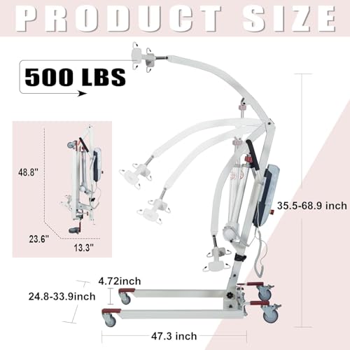 Medihoist F1 Foldable Hoyer-Lift For Home Use•Portable Electric Patient Transfer Lift•500Lbs Body Transfer Lift•Installation Free•2 Kind Of Sling Included thumb #1
