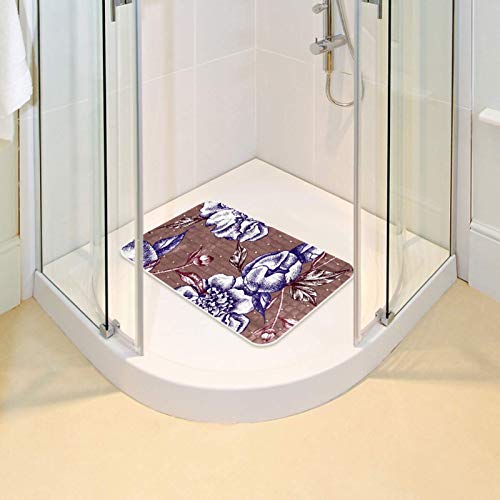 Alfombrilla de baño de rosas 14,7x26,9 cm con ventosas Bennigiry 7