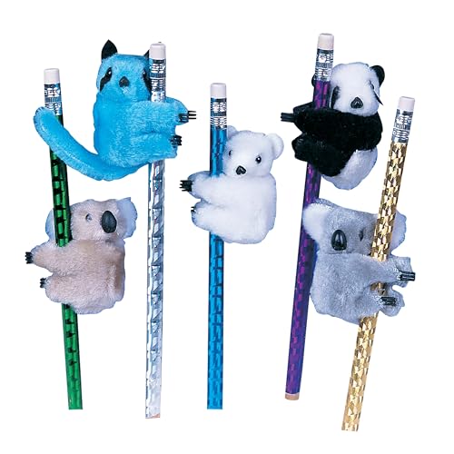 Raymond Geddes Clip-On Critter Plush Animal Pencil Toppers (Pack of 24)
