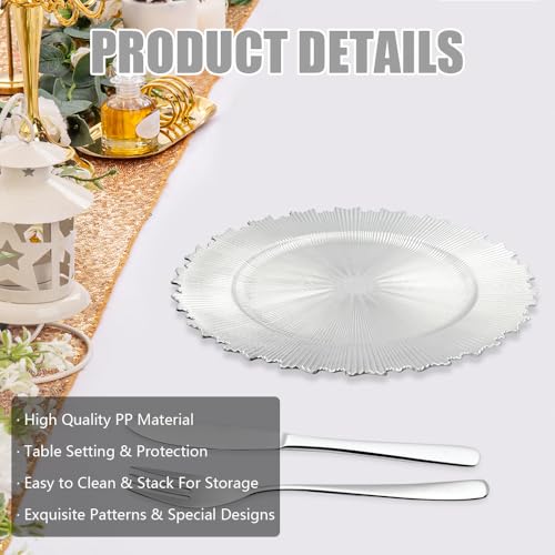 50 Platos Decorativos Plateados 13" Redondos de PP miniatura 4