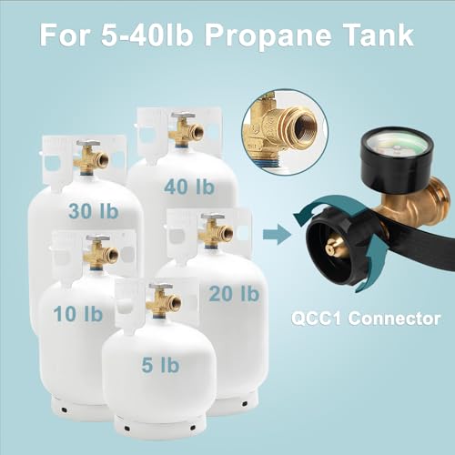 Image of SHINESTAR Upgrated Propane Tank Gauge Level Indicator for 5-40 LB Tank,Perfect for Grill, Heater, RV Camper,QCC1 /Type 1 Connection