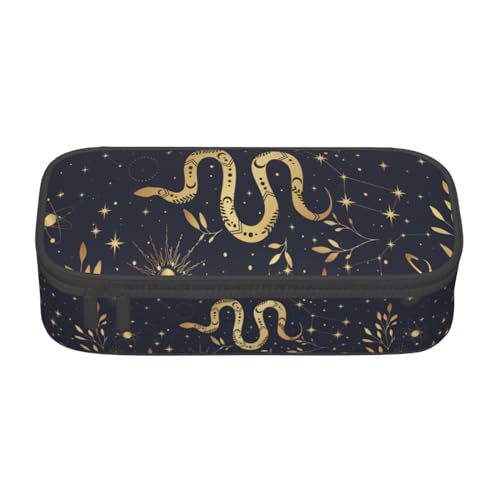 Image of Mystic Tarot Magic Herbs Snake Large Pencil Case, Pencil Pouch With Zipper Compartments Stationery Pencil Bag For Kids Teens Students School Supplies