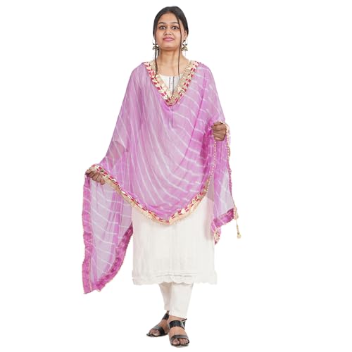 IGH Elegant Rajasthani Leheriya Dupatta – Traditional Tie-Dye Design Return Gift, Weddings Gift, Women's Gift (1 Pcs)3