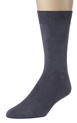 Sportoli Men's Super Soft Modal Flat Knit Lightweight Dress Crew Socks - Grey (13-15)