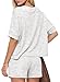 Darong Women Fashion Lounge Sets Summer Outfits T-Shirt Top and Shorts Set 2 Piece Matching Tracksuit 9241 White Grey S