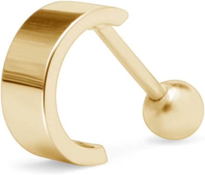 14K Solid Gold Mini Huggie Hoop Earring for Women Men Ear Cuff Earring Screw Back Cartilage Stud Helix Piercing Jewelry for Upper Ear Minimalist Small Hoop SINGLE/PAIR