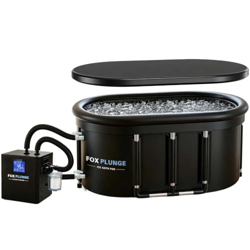 Fox Plunge Ice Bath Tub with Chiller 116Gal Long Ice Pod 1/3HP Water Chiller with External Pump & Filter Cold Plunge Chiller & Tub Kit for Home Therapy Recovery Use