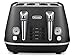 Price comparison product image De'Longhi Distinta Flair 4 slot toaster, reheat, defrost, one-side bagel & 6 browning settings, matte metallic design, CTI4003BK, Black
