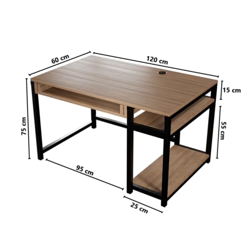 Image of Riyan Luxiwood Carter Computer Table with or Without Keyboard Tray I Made MDF I Large Study Table Size 120x60x75 Cm (with Keyboard Tray, Beige)