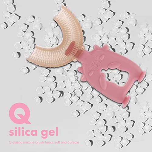 Yardwe Escova de dentes elétrica automática infantil, 4 peças, desenho animado, em forma de U, escov