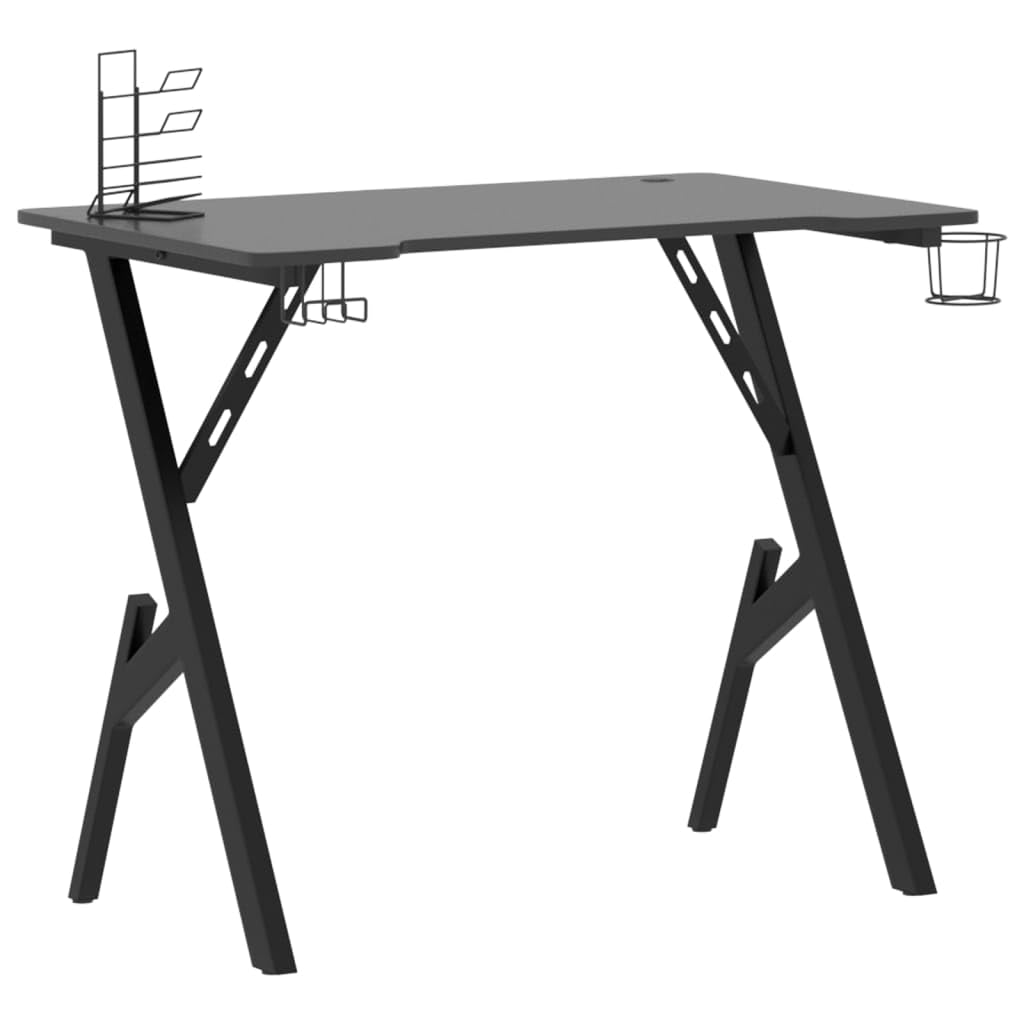 Scrivania,Supporto per stampante,Piccola postazione di lavoro in casa,Scrivania per computer in stile moderno,Scrivania da Gaming con Gambe a Forma di Y Nera 90x60x75 cm