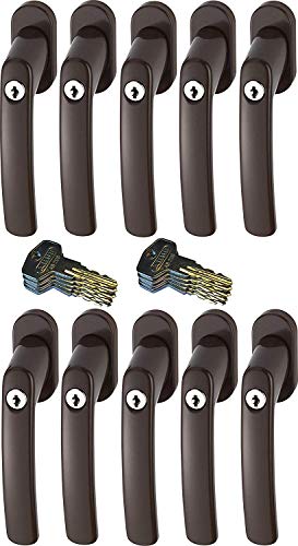 ABUS FG200 B SB abschließbarer Fenstergriff, braun im Set 10 Stück