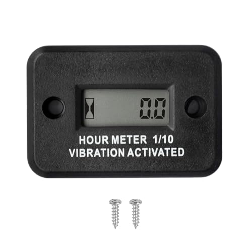 NInE-ROnG Vibration Compteur Horaire Numérique Auto-Alimenté Jauge Étanche IP68 Pour Compresseur D’air Mini Tracteur Souffleuse À Neige (Black)