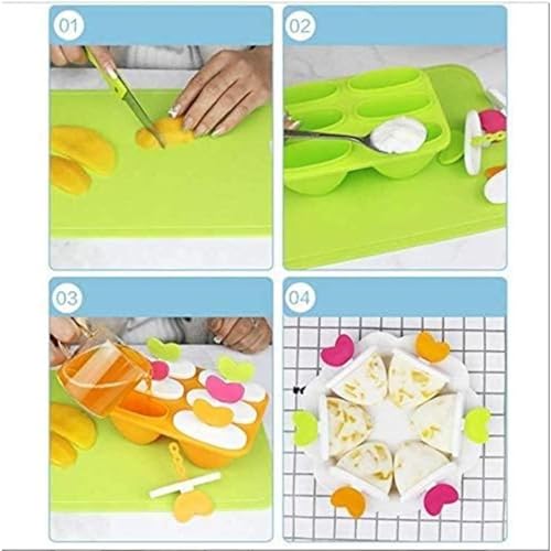 Image of GRANTH ENTERPRISE Ice Pop Makers Popsicle Ice Cream Moulds Tray Kulfi Candy Ice Lolly Mold for Children (Heart Candy) Plastic, 15 x 11 x 10 Centimeters