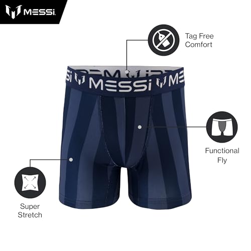 Boys' 4-Pack of Boxer Briefs, Kids Underwear with Stretch Material & Elastic Waist, Blue Stripe, Small3