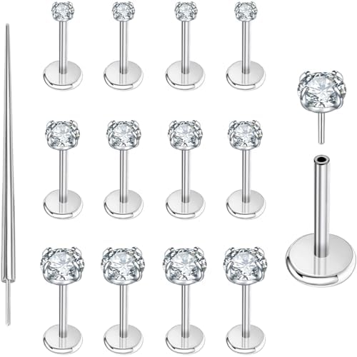 Set van 4 Neus bone piercings van 316L chirurgisch staal met bloemetje